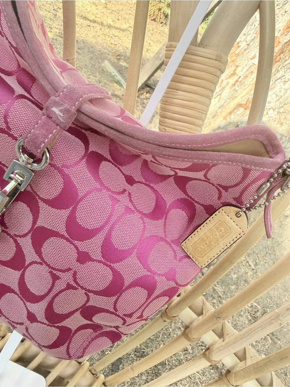 Coach Pink Signature Canvas Shoulder Bag